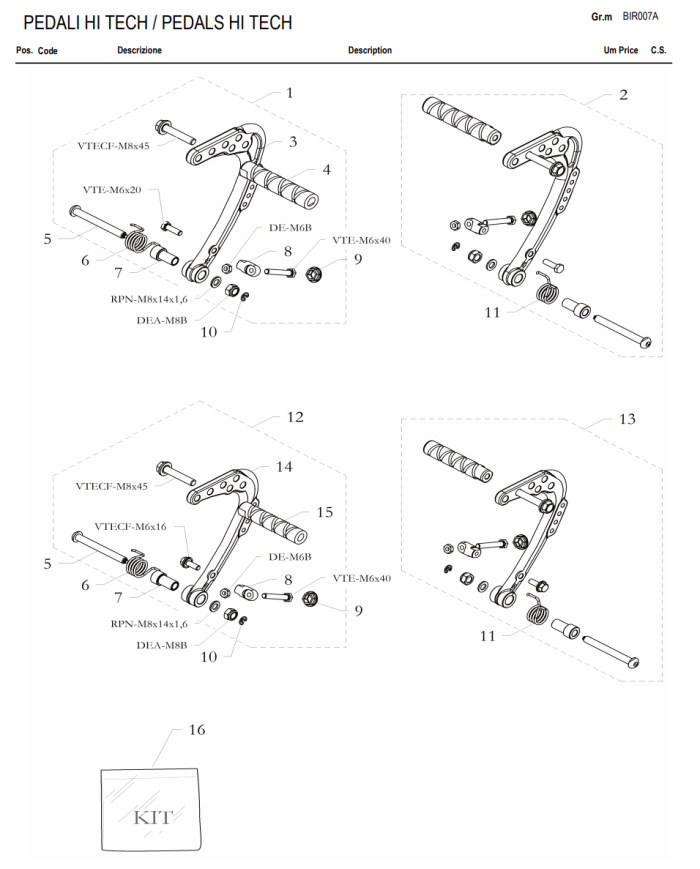 CUERPO DEL PEDAL REGULABLE