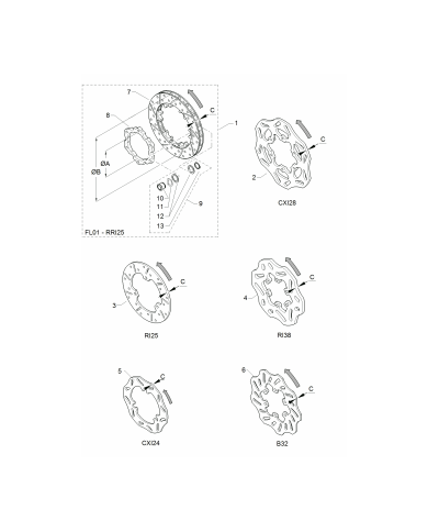 DISCO DE FRENO TRASERO FLOTANTE BIREL V 80x180x16G. POS:1